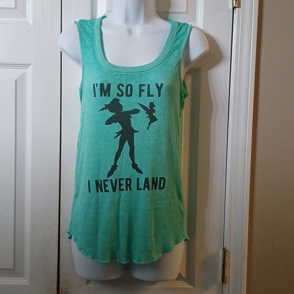 Disney Tinker Bell Peter Pan ribbed tank top  I'm So Fly I Never Land  Sz M